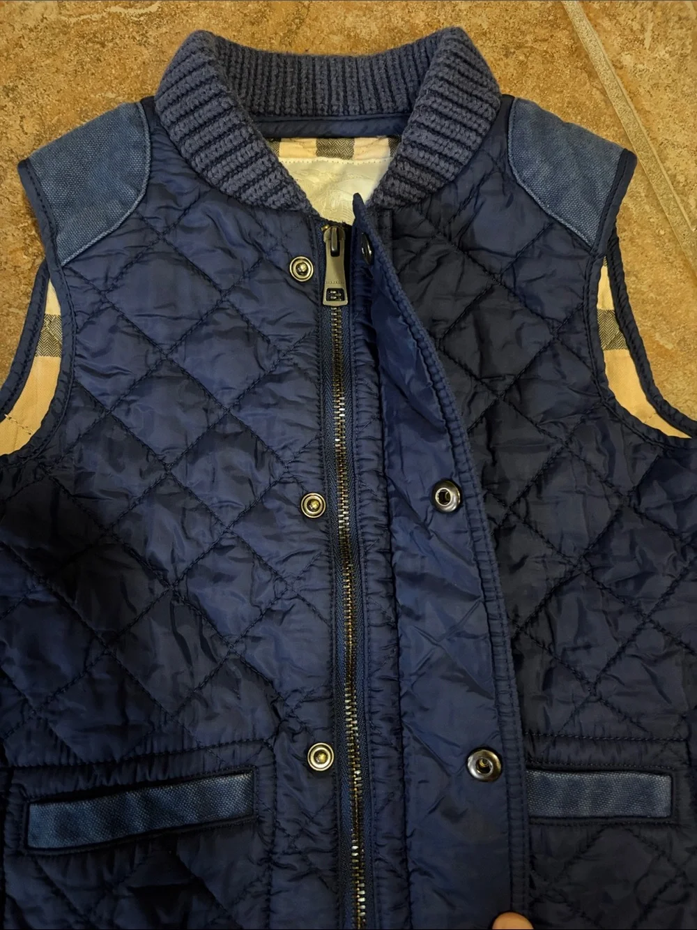 Burberry Quilted Navy Button-Front Vest
